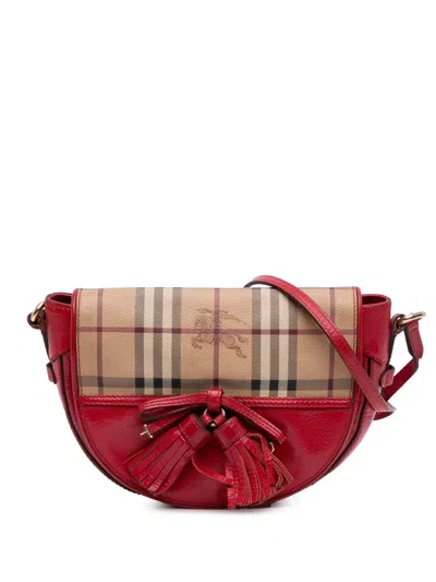 Pre-owned Burberry 2000-2017 Patent Leather And Haymarket Check Coated Canvas Maydown Crossbody Bag