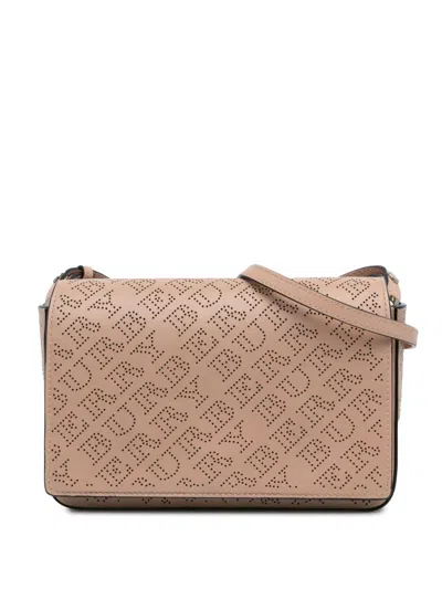 Pre-owned Burberry 2000-2017 Perforated Leather Hampshire Crossbody Bag In Brown