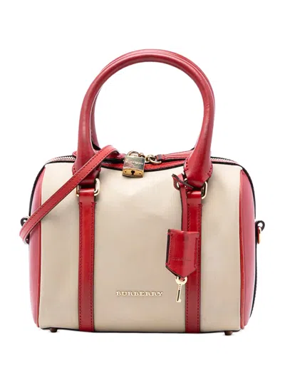 Pre-owned Burberry 2000-2017 Small Canvas Alchester Bowling Bag Satchel In Brown