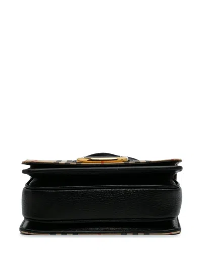 Pre-owned Burberry 2000-2017 Small Goatskin Trimmed House Check Canvas D Ring Crossbody Bag
