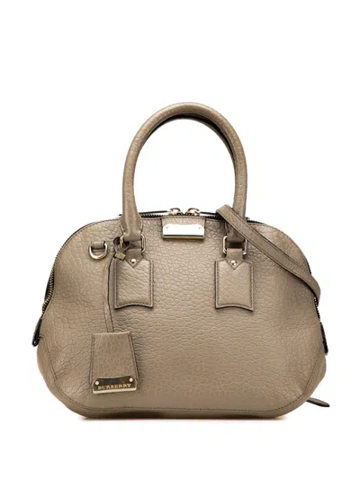 Pre-owned Burberry 2000-2017 Small Grained Calfskin Heritage Orchard Bowling Bag Satchel In Brown