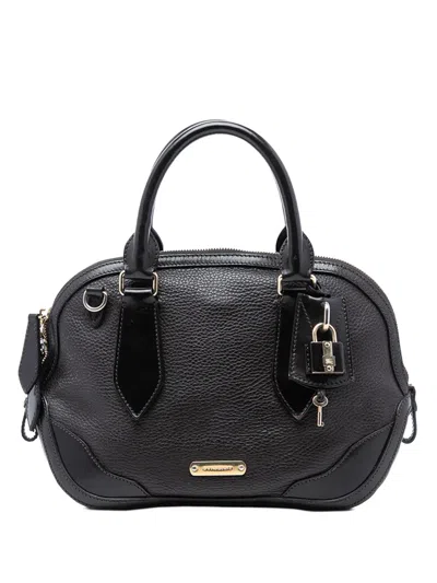 Pre-owned Burberry 2000-2017 Small Grained Calfskin Orchard Bowling Bag Satchel In Brown