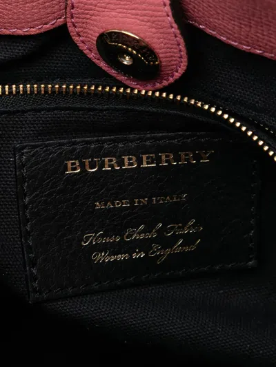 Pre-owned Burberry 2000-2017 Small Grainy Calfskin And House Check Banner Satchel In Brown