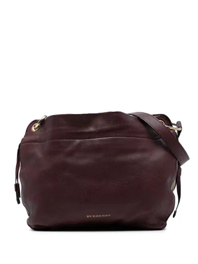 Pre-owned Burberry 2000-2017 Small Grainy Calfskin And House Check Canvas Bingley Crossbody Bag In Red