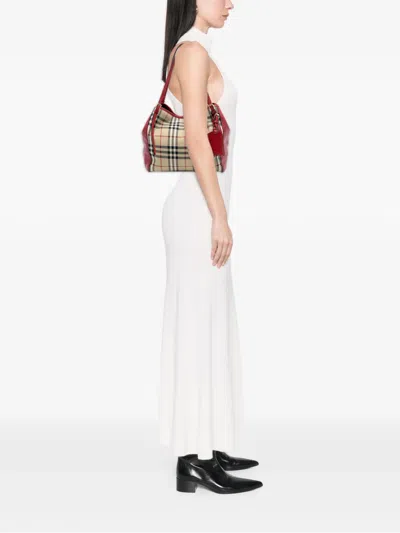 Pre-owned Burberry 2000-2017 Small Haymarket Check Canvas And Leather Canterbury Tote Bag In Brown