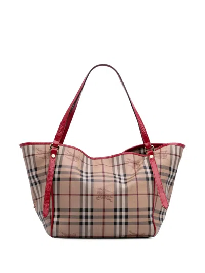 Pre-owned Burberry 2000-2017 Small Haymarket Check Coated Canvas Canterbury Tote Bag