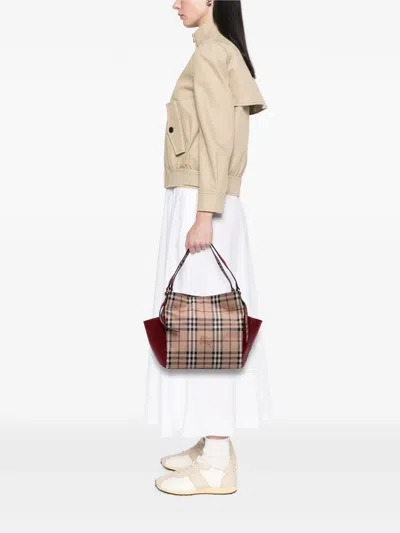 Pre-owned Burberry 2000-2017 Small Haymarket Check Coated Canvas Canterbury Tote Bag In Brown