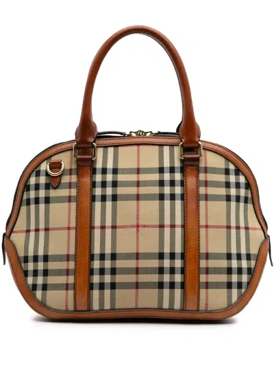 Pre-owned Burberry 2000-2017 Small Haymarket Check Coated Canvas Orchard Bowling Bag Satchel