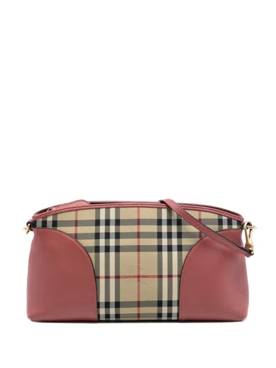 Pre-owned Burberry 2000-2017 Small Horseferry Check Coated Canvas Chichester Crossbody Bag In Brown