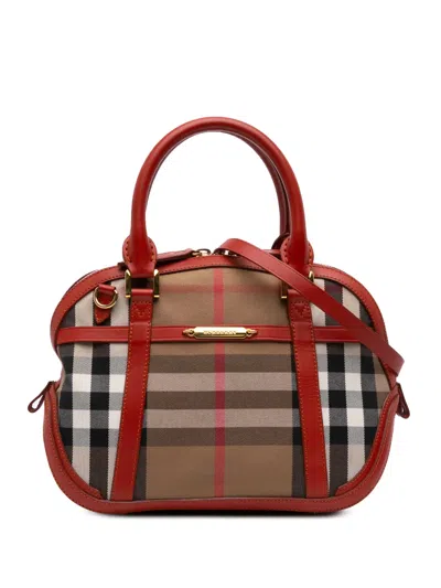 Pre-owned Burberry 2000-2017 Small House Check Canvas Bridle Orchard Satchel In Brown