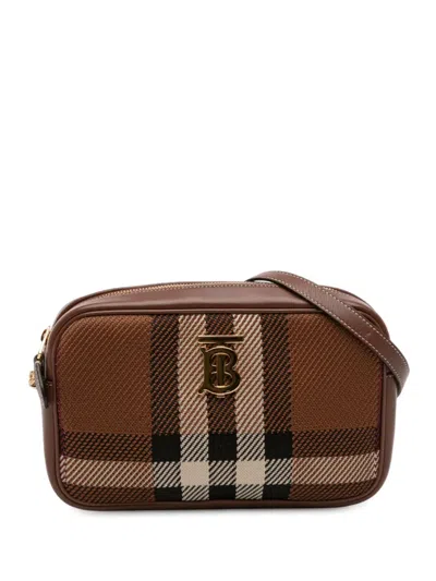Pre-owned Burberry 2000-2017 Small Knitted Check Lola Camera Bag Crossbody Bag In Brown