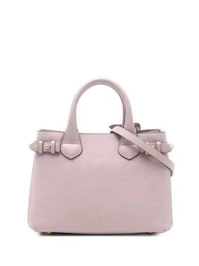 Pre-owned Burberry 2000-2017 Small Leather And House Check Banner Satchel In Pink