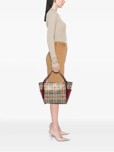 Pre-owned Burberry 2000-2017 Small Leather Trimmed Haymarket Check Coated Canvas Canterbury Tote Bag In Brown