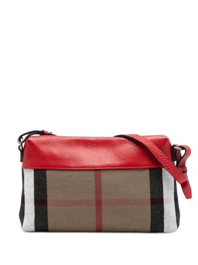 Pre-owned Burberry 2000-2017 Small Mega Check Canvas Farley Crossbody Bag In Brown