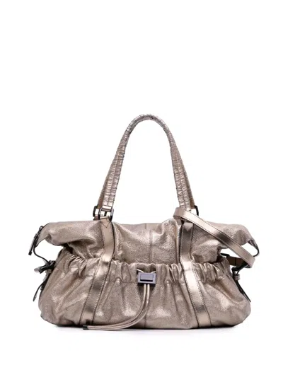 Pre-owned Burberry 2000-2017 Small Metallic Calfskin Curzon Satchel
