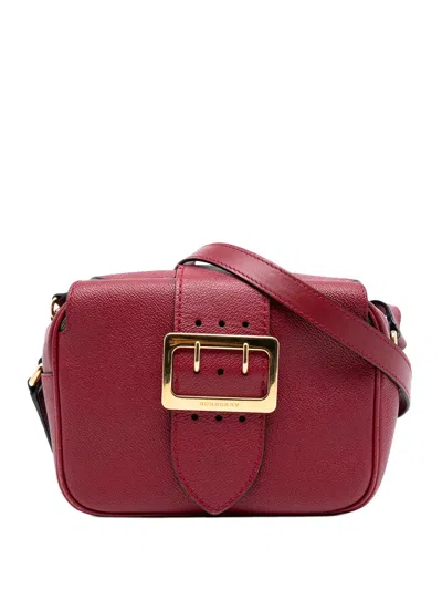 Pre-owned Burberry 2000-2017 Small Soft Grained Calfskin Buckle Crossbody Bag In Red