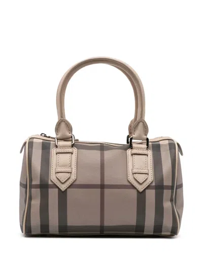 Pre-owned Burberry 2000-2017 Smoke Check Coated Canvas Chester Boston Bag