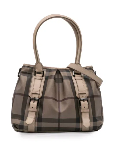 Pre-owned Burberry 2000-2017 Smoke Check Coated Canvas Northfield Satchel