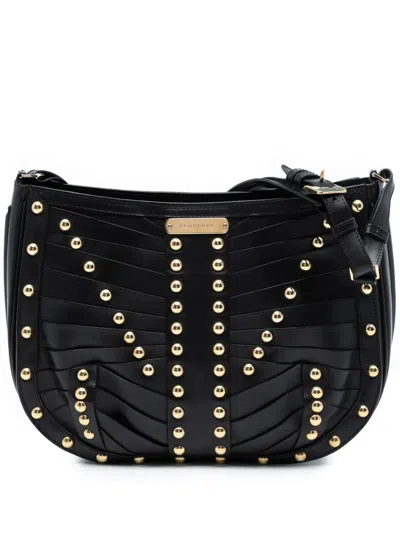 Pre-owned Burberry 2000-2017 Studded Leather Shoulder Bag In Black