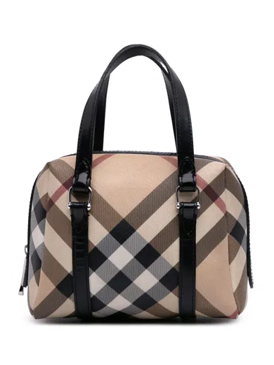 Pre-owned Burberry 2000-2017 Supernova Check Canvas Handbag In Brown