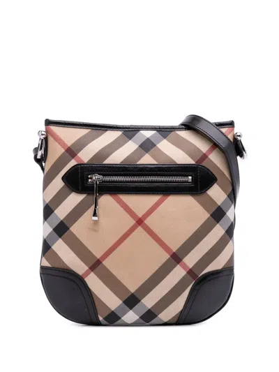 Pre-owned Burberry 2000-2017 Supernova Check Coated Canvas Dryden Crossbody Bag In Brown