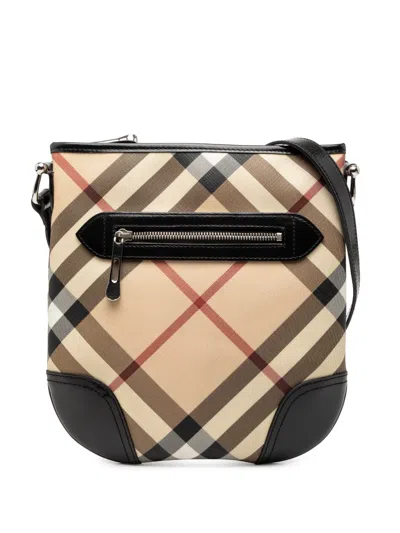 Pre-owned Burberry 2000-2017 Supernova Check Coated Canvas Dryden Crossbody Bag In Brown