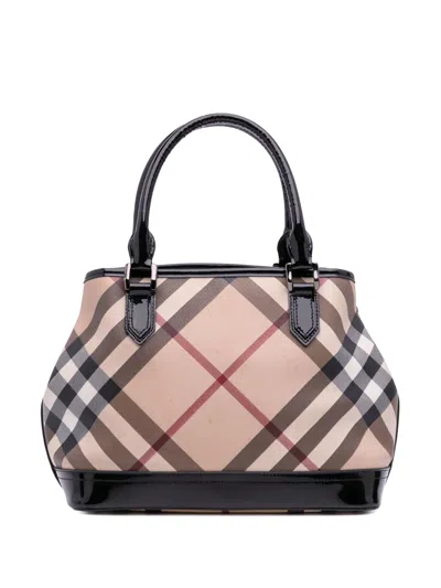 Pre-owned Burberry 2000-2017 Supernova Check Coated Canvas Handbag In Brown