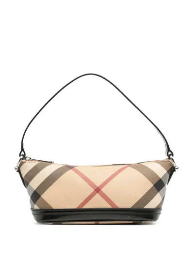 Pre-owned Burberry 2000-2017 Supernova Check Coated Canvas Shoulder Bag In Brown