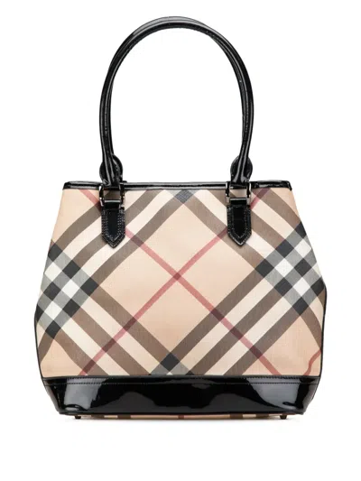 Pre-owned Burberry 2000-2017 Supernova Check Coated Canvas Tote Bag
