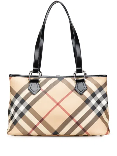 Pre-owned Burberry 2000-2017 Supernova Check Coated Canvas Tote Bag
