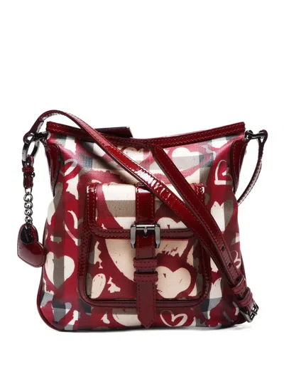 Pre-owned Burberry 2000-2020's Heart Nova Check Shoulder Bag In 红色