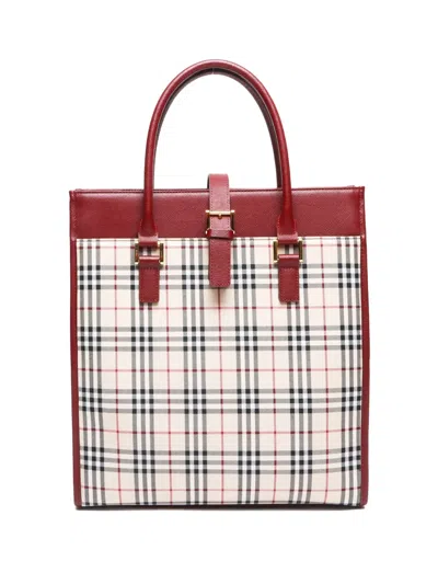 Pre-owned Burberry 2000-2020 House Check Canvas Handbag In Neutrals