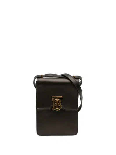 Pre-owned Burberry 2000-2020 Leather Tb Robin Crossbody Bag In Black