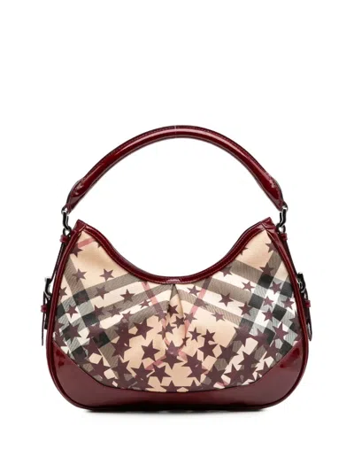 Pre-owned Burberry 2000-2024 Small Nova Check Coated Canvas Stars Hernville Hobo Bag