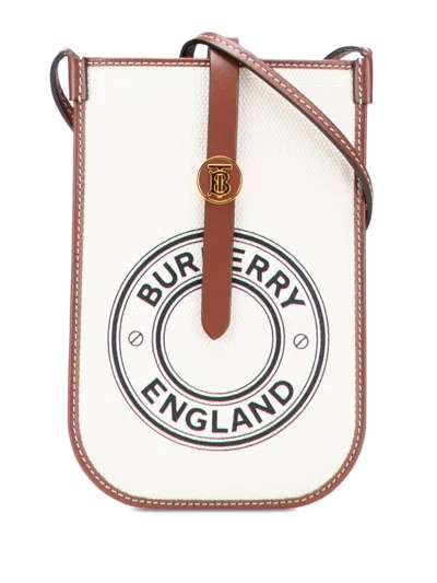 Pre-owned Burberry 2000-2025 Canvas Anne Phone Case With Strap Crossbody Bag In White