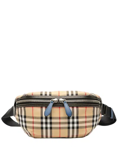 Pre-owned Burberry 2000-2025 House Check Nylon Sonny Belt Bag In Brown