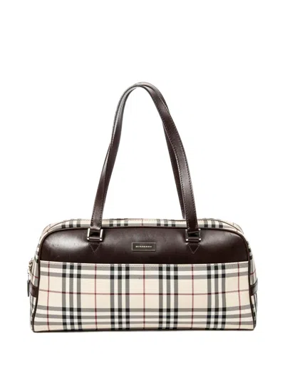 Pre-owned Burberry 2000 House Check Tote Bag In Neutral