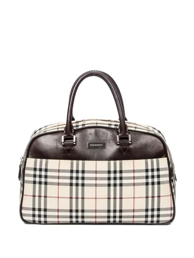 Pre-owned Burberry 2000 House Check Tote Bag In Neutral