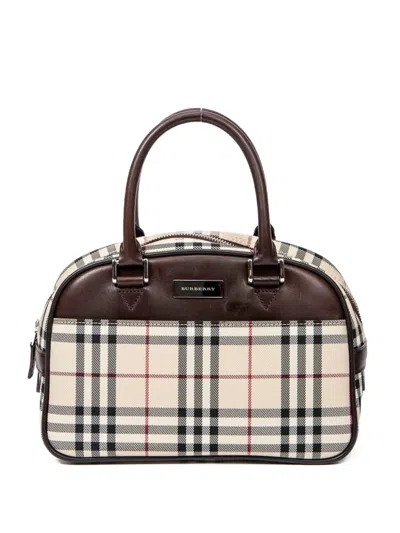 Pre-owned Burberry 2000 House Check Tote Bag In Neutral