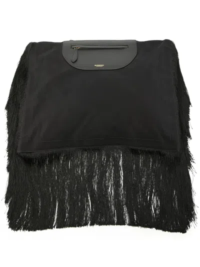 Pre-owned Burberry 2000-2017 Canvas Olympia Fringe Clutch Bag In Black