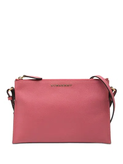 Pre-owned Burberry 2000-2017 Grained Leather Peyton Crossbody Bag In Pink