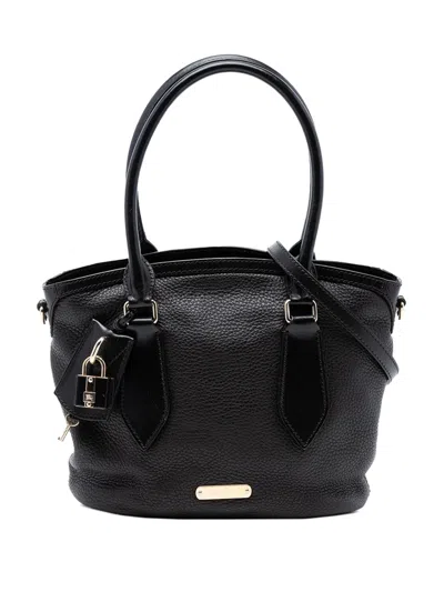 Pre-owned Burberry 2000-2017 Grainy Calfskin Satchel In Black