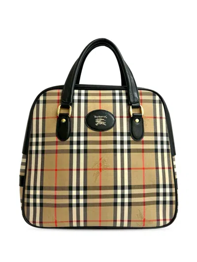 Pre-owned Burberry 2000-2017 Haymarket Check Canvas Dome Handbag In Neutrals