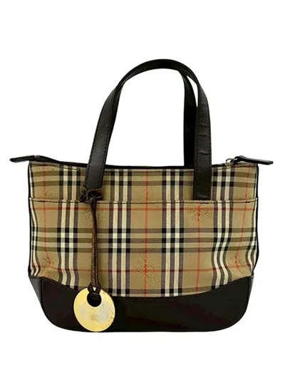 Pre-owned Burberry 2000-2017 Haymarket Check Canvas Handbag In Neutral