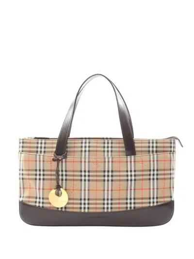 Pre-owned Burberry 2000-2017 Haymarket Check Canvas Handbag In Neutrals
