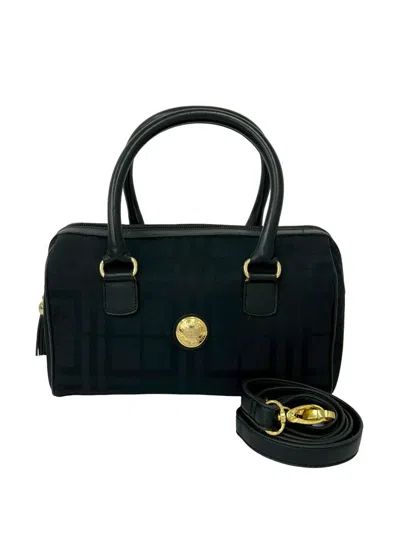 Pre-owned Burberry 2000-2017 Haymarket Check Canvas Satchel In Black