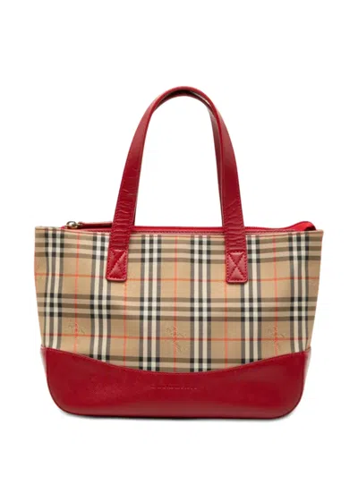 Pre-owned Burberry 2000-2017 Haymarket Check Canvas Tote Bag In Neutral