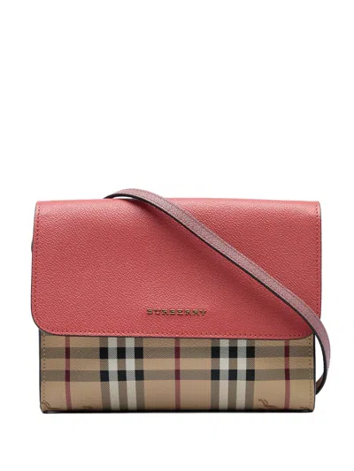 Pre-owned Burberry 2000-2017 Haymarket Check Coated Canvas And Calfskin Loxley Crossbody Bag In Neutrals