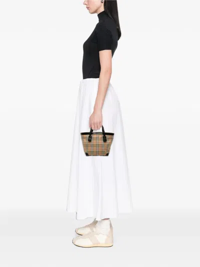 Pre-owned Burberry 2000-2017 Haymarket Check Coated Canvas Tote Bag In Neutrals