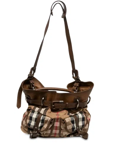Pre-owned Burberry 2000-2017 House Check Bromley Satchel Bag In Neutrals